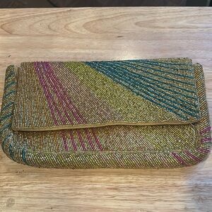 Vintage Glass bead 100% Cotton Clutch Evening Handbag​​​